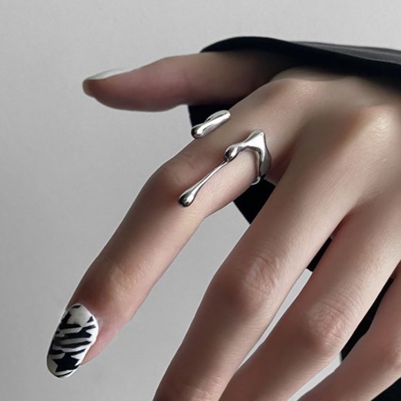 Jewelry 925 Sterling Silver Drip Ring Geometric Ring Abstract Ring